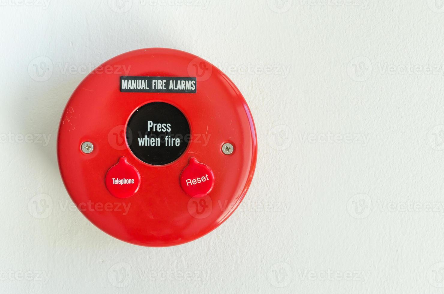 fire alarm press box  on wall background photo