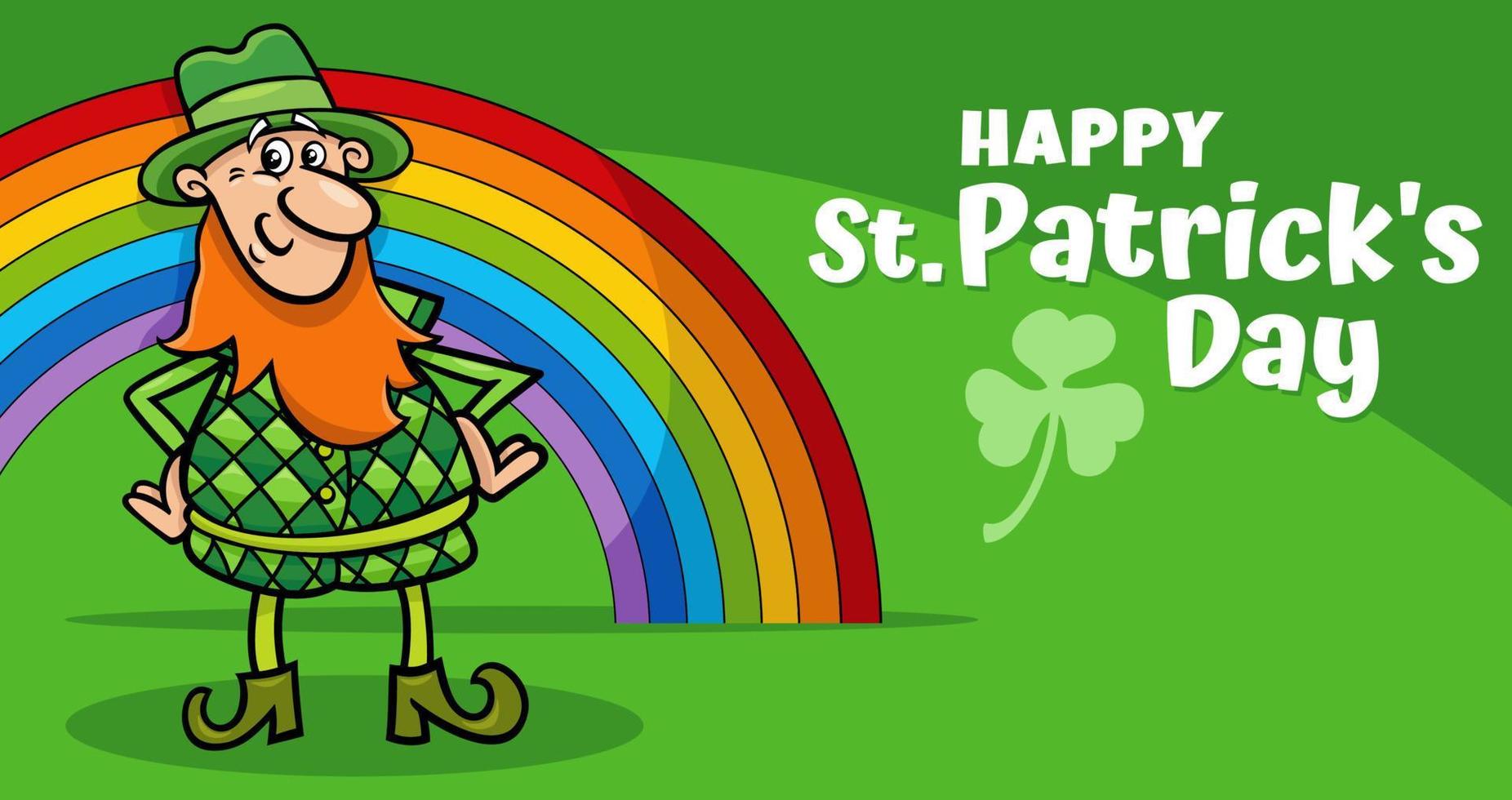 Saint Patrick Day design with cartoon Leprechaun and rainbow vector