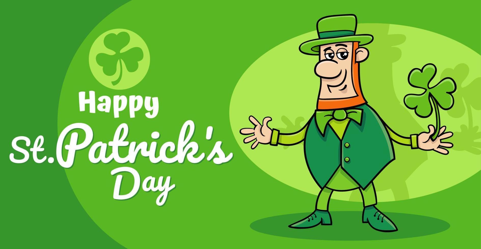 Saint Patrick Day design with cartoon Leprechaun with clover vector