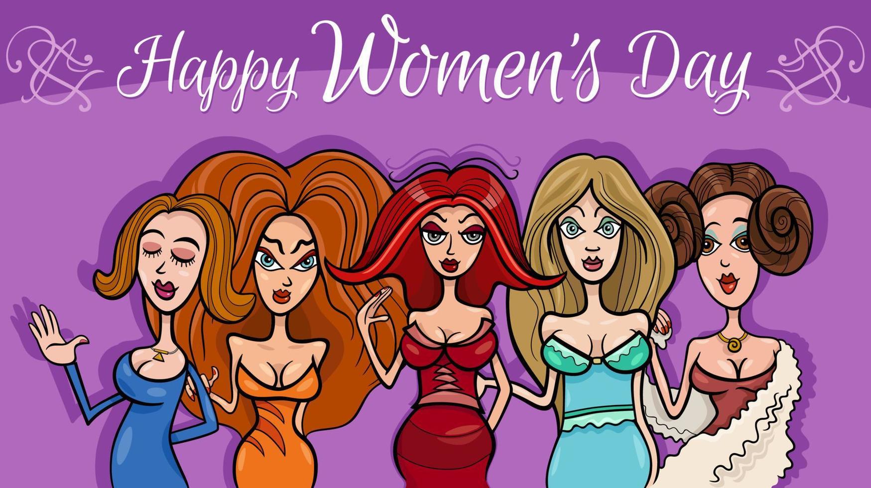 Women's Day design with comic women group vector