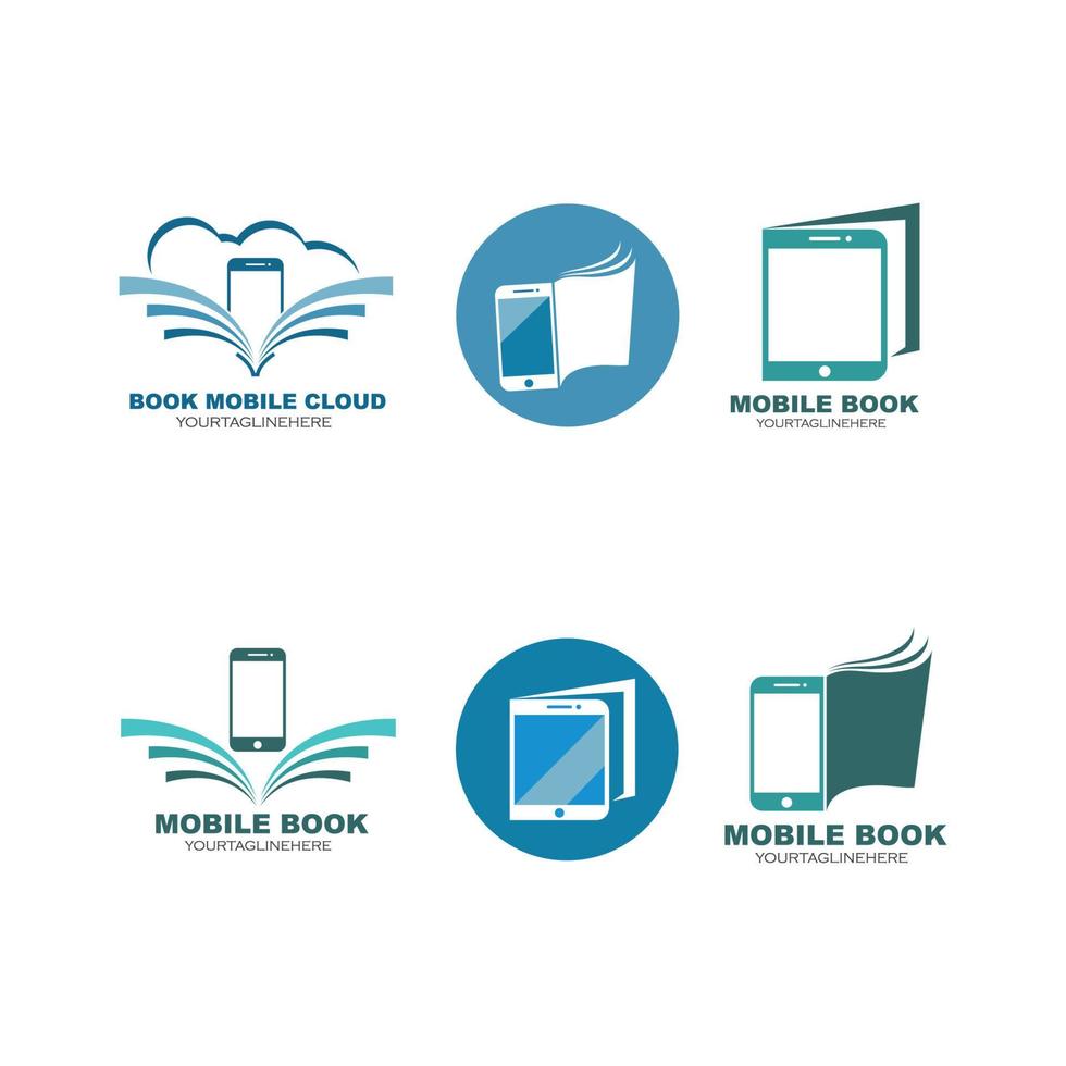 móvil libro logo icono vector ilustración diseño