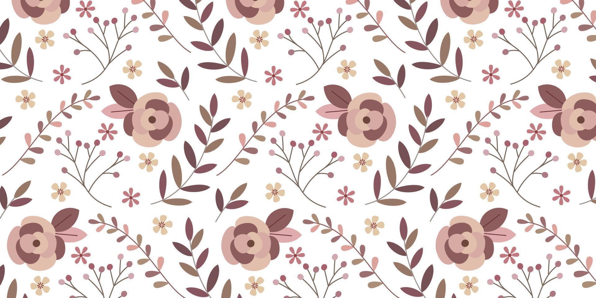 Vintage floral pattern for fabric print and background vector