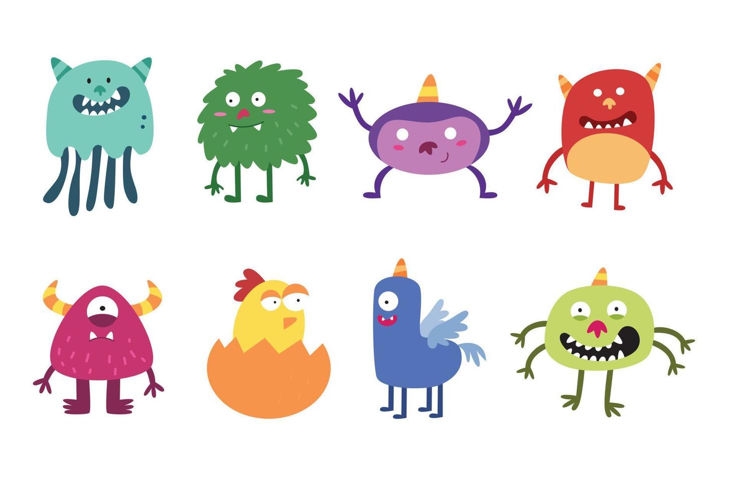 Set of cute monster for child element vector