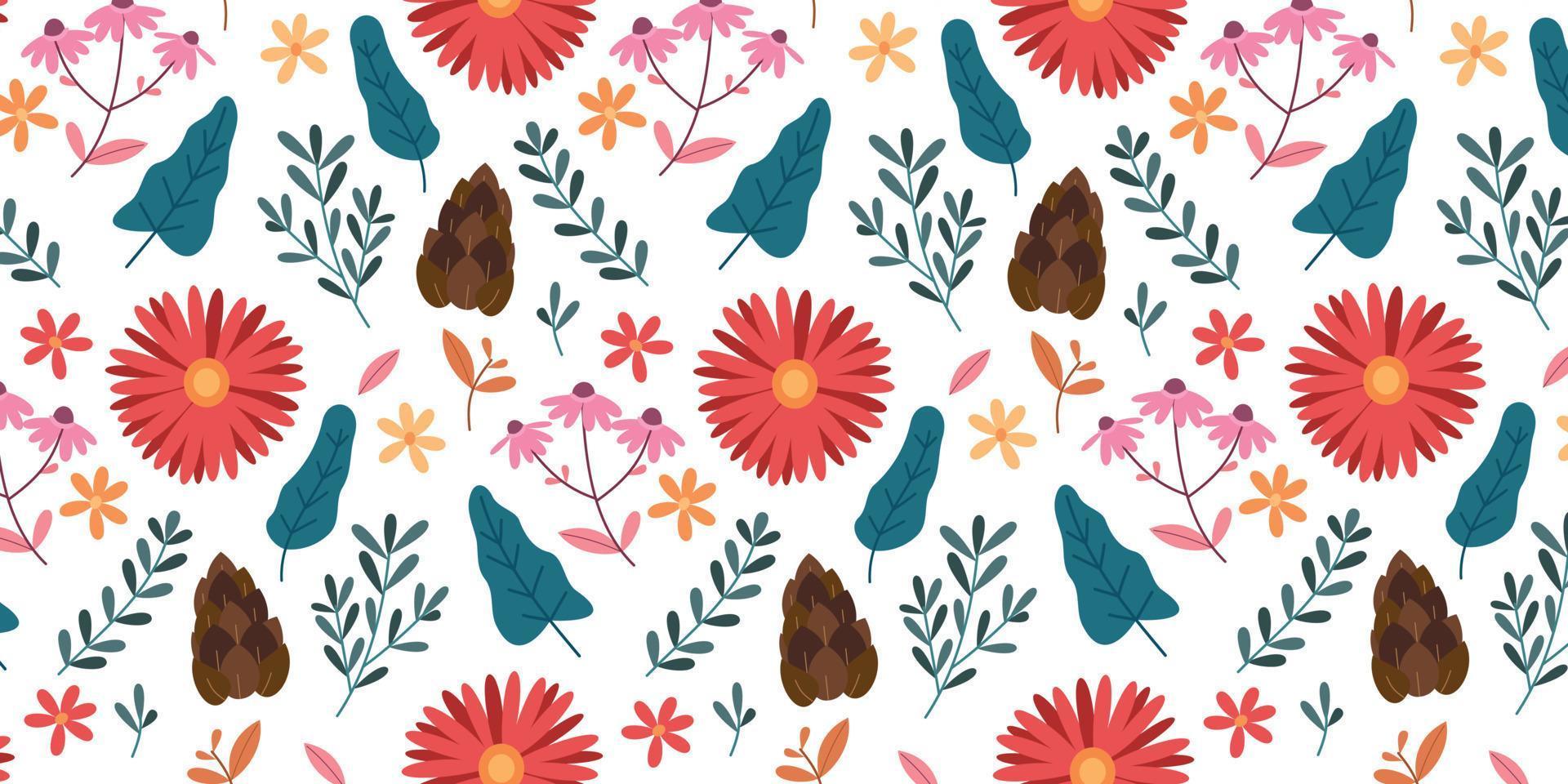 Spring flower pattern composition for background vector