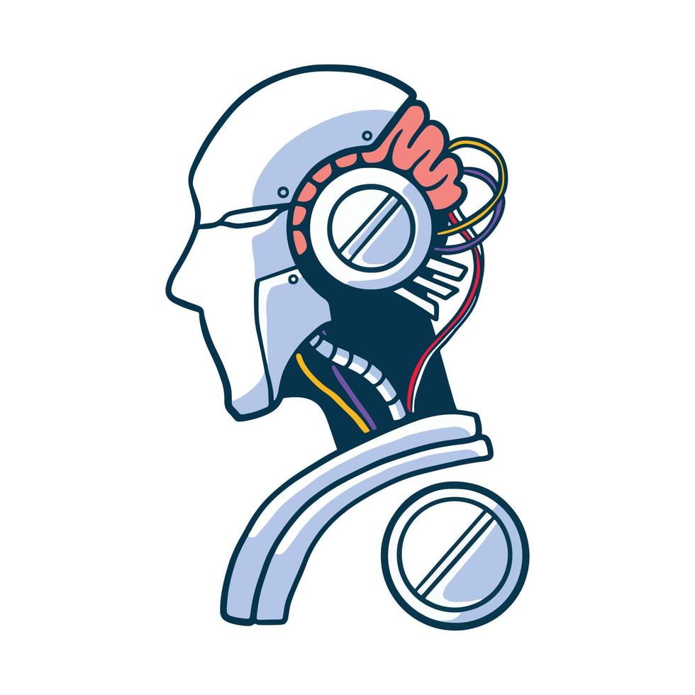 the futuristic robot head illustration concept 20120641 Vector Art at