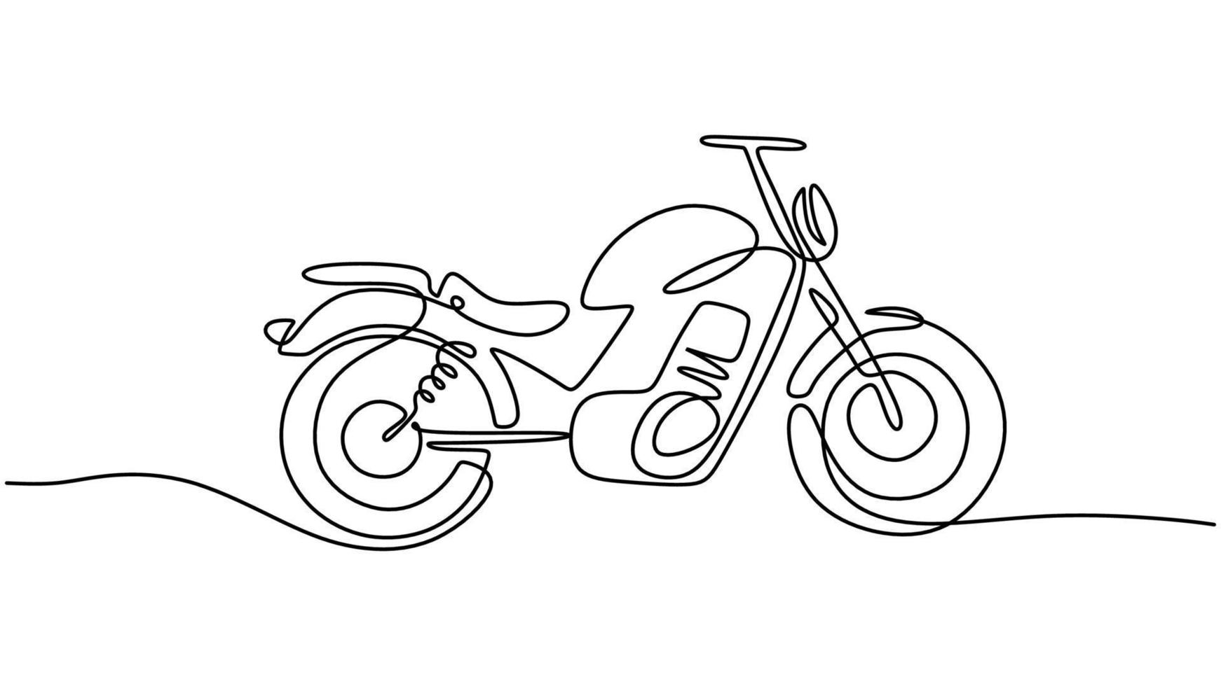 One line drawing of sport motorcycle isolated on white background. Continuous single line minimalism. vector