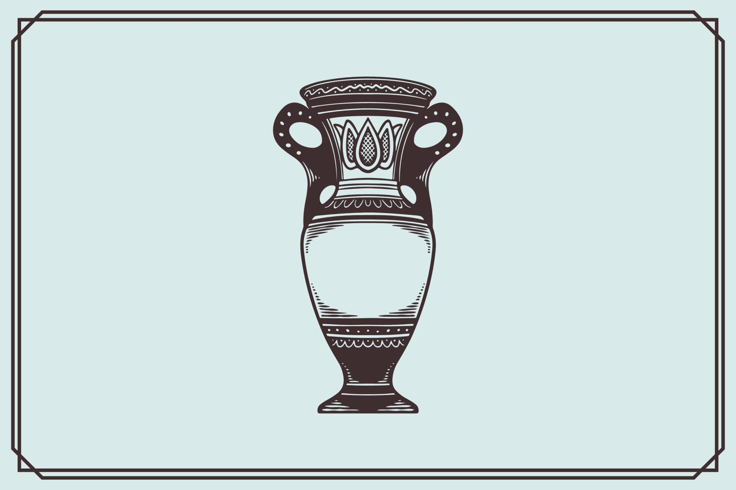 hand drawn ancient greek pottery amphora pot in vintage style. vector