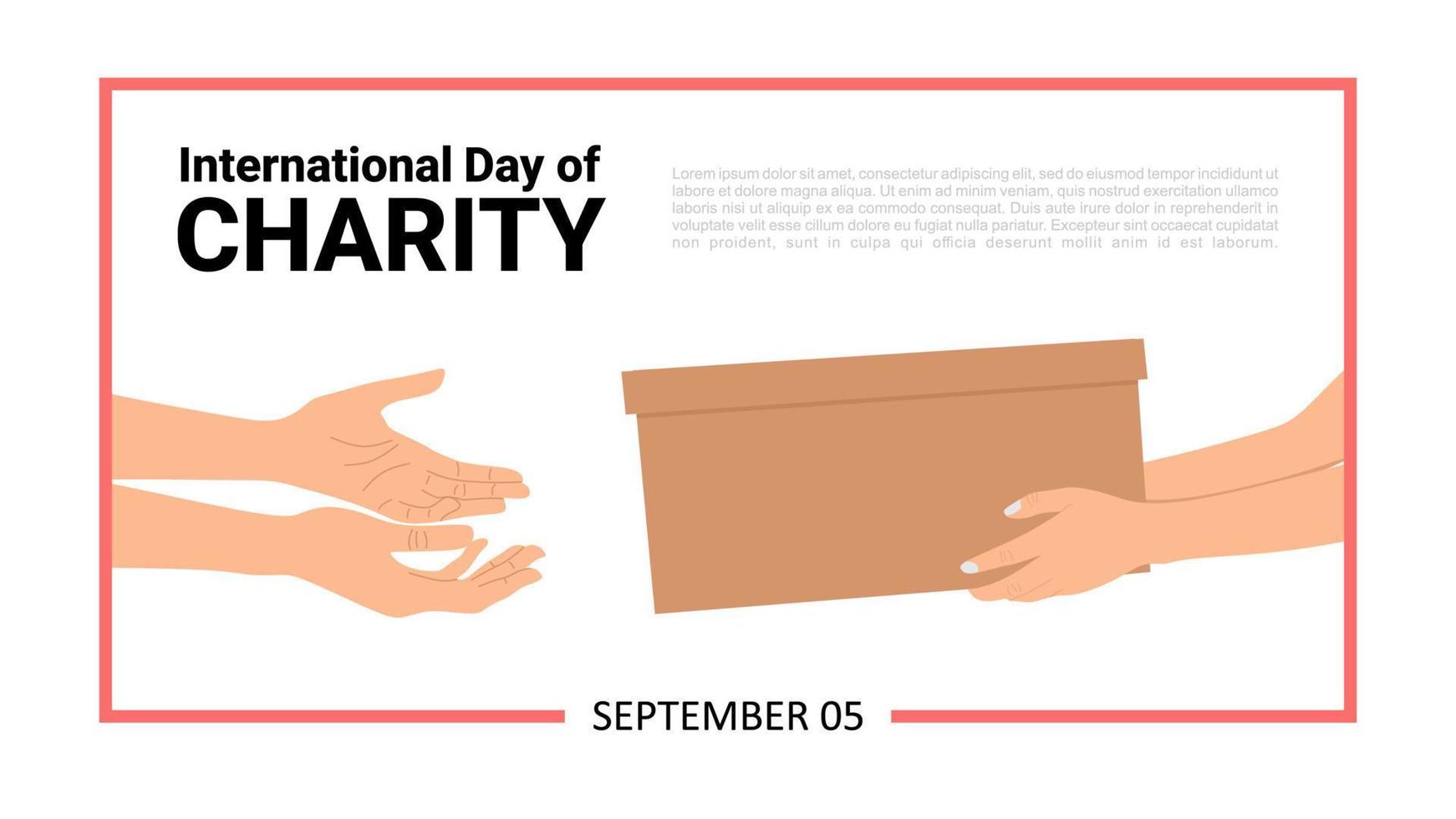 International day of charity background with hand give gift. vector