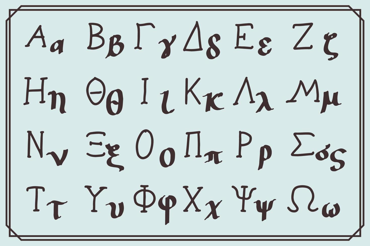 hand drawn ancient greek alphabet symbol vintage. vector