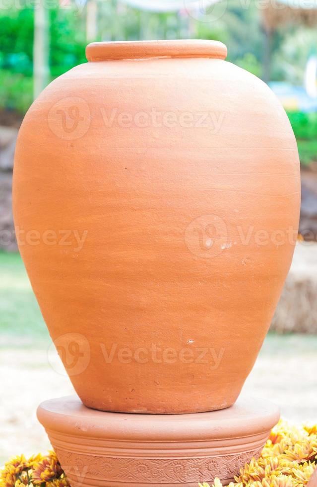 Old traditional vintage pot,terracotta amphora photo