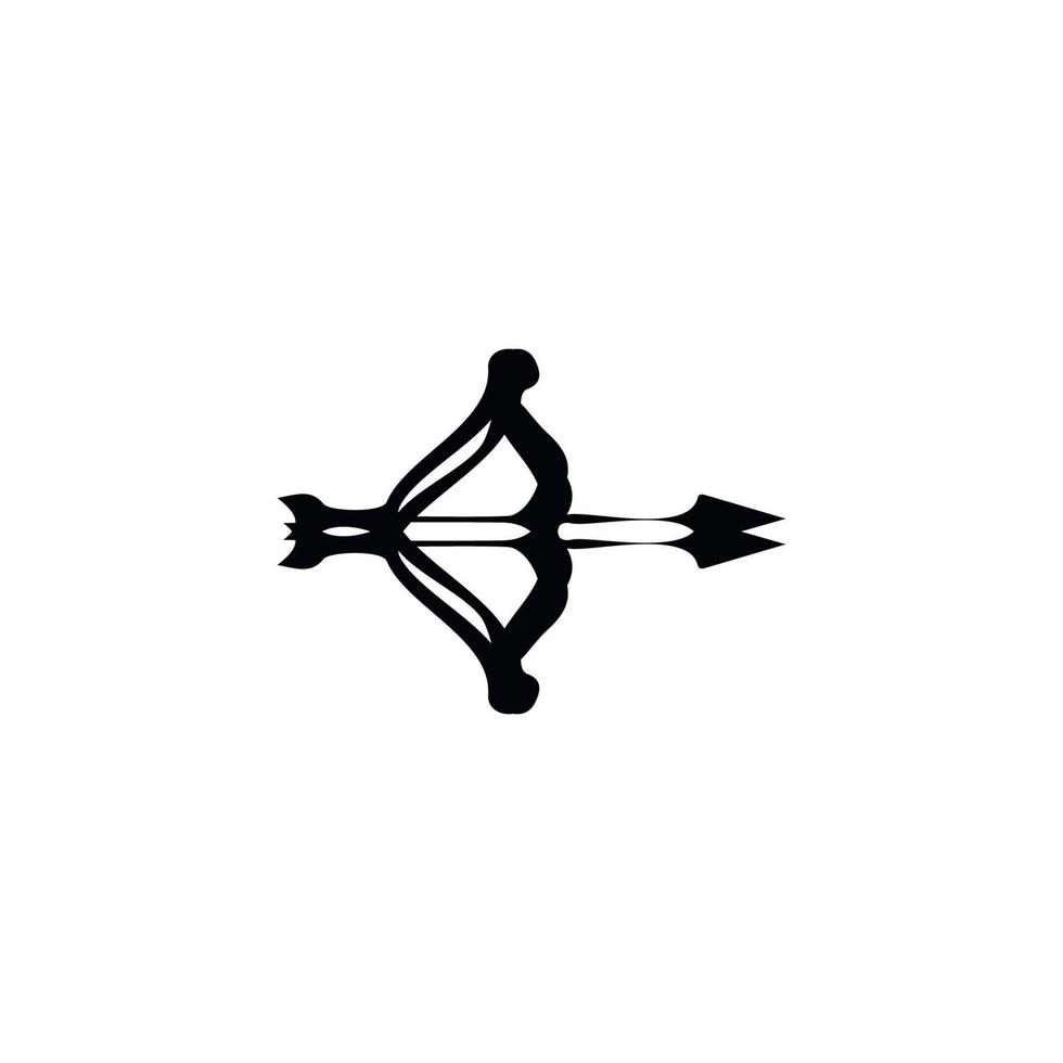Bow and arrow icon. Simple style hunting poster background symbol. Bow and arrow brand logo design element. Bow and arrow t-shirt printing. vector for sticker.