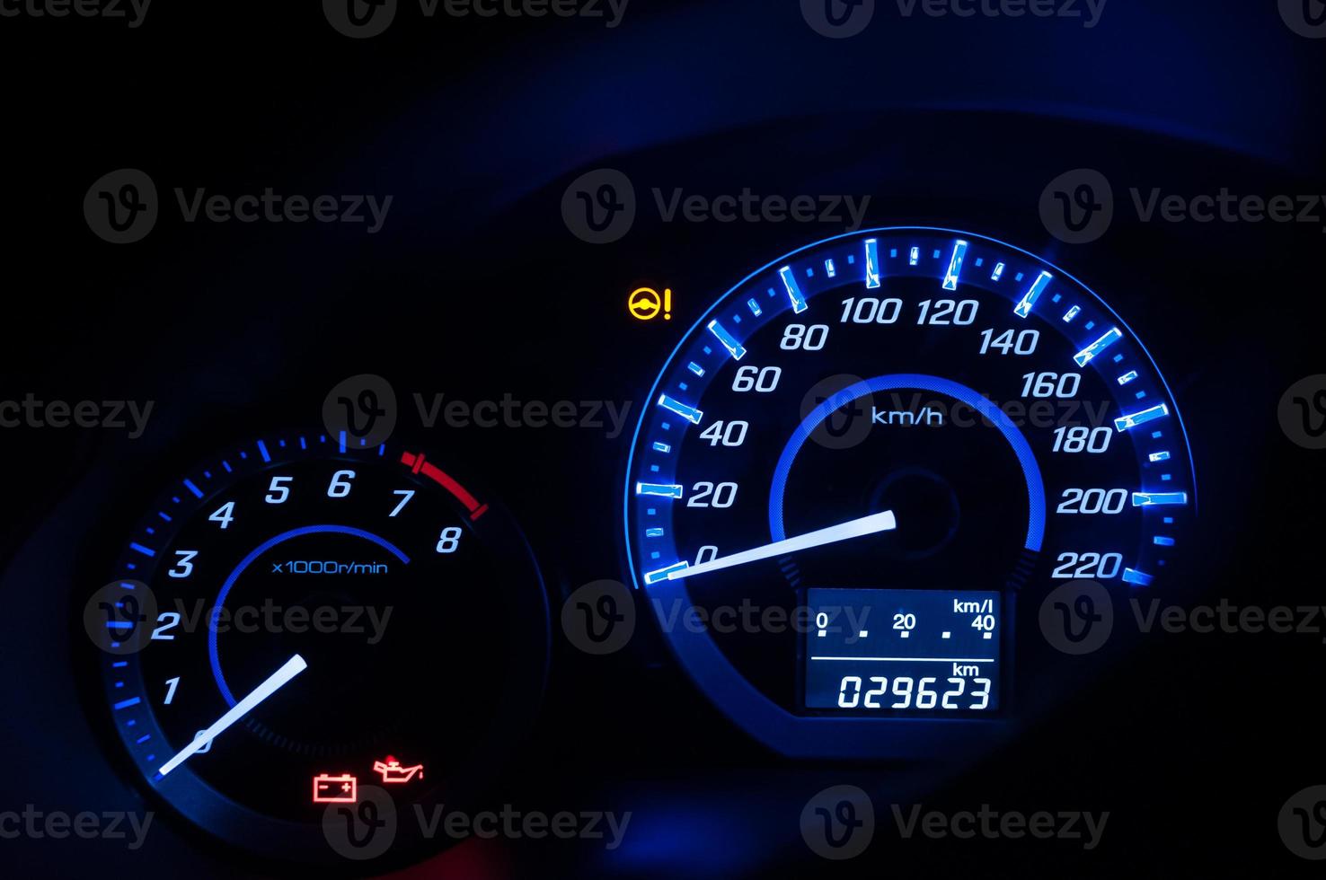 Dashboard ,Car speedometer and counter with dark mode photo
