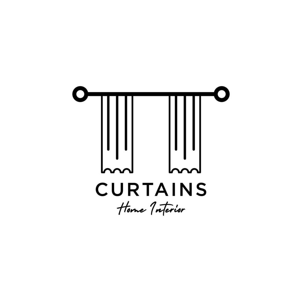 line art curtains logo simple vector illustration design