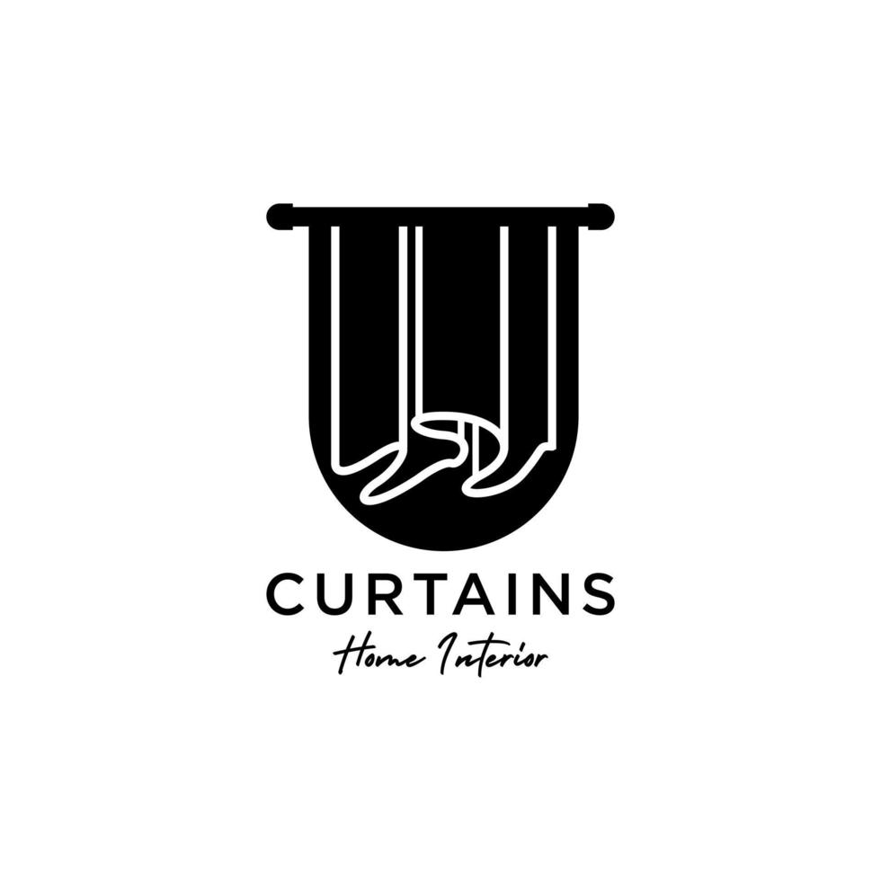 line art curtains logo simple vector illustration design