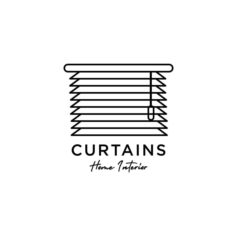 line art curtains logo simple vector illustration design