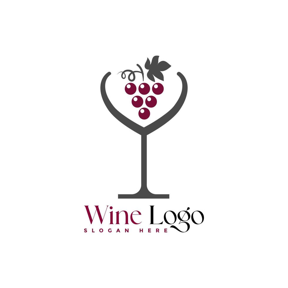 vino vaso vino bebida logo diseño empresa logo diseño vector