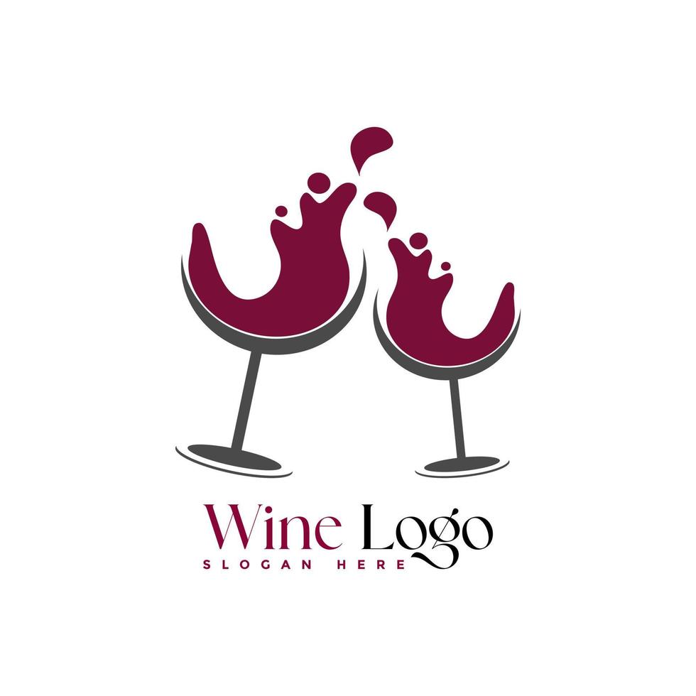 vino vaso vino bebida logo diseño empresa logo diseño vector