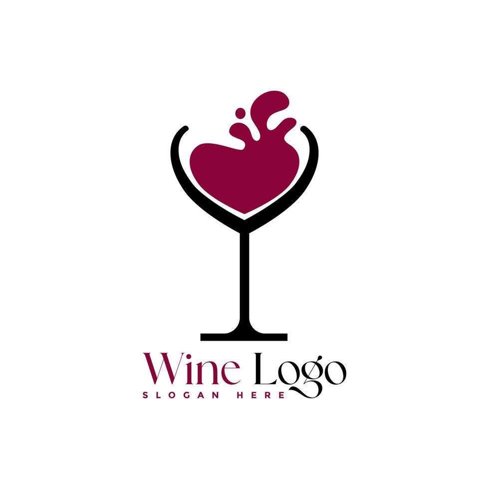 vino vaso vino bebida logo diseño empresa logo diseño vector