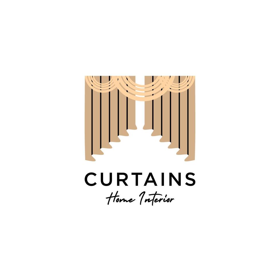 line art curtains logo simple vector illustration design