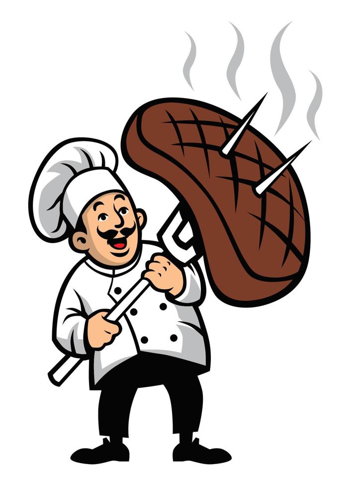 chef with a piece of steak vector