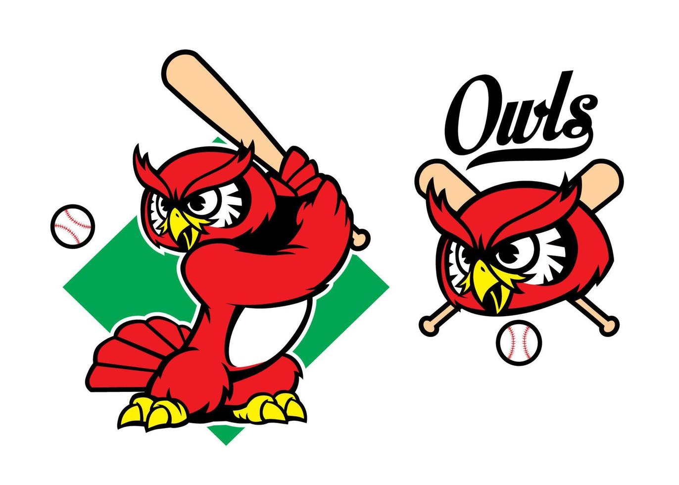 béisbol búho mascota vector