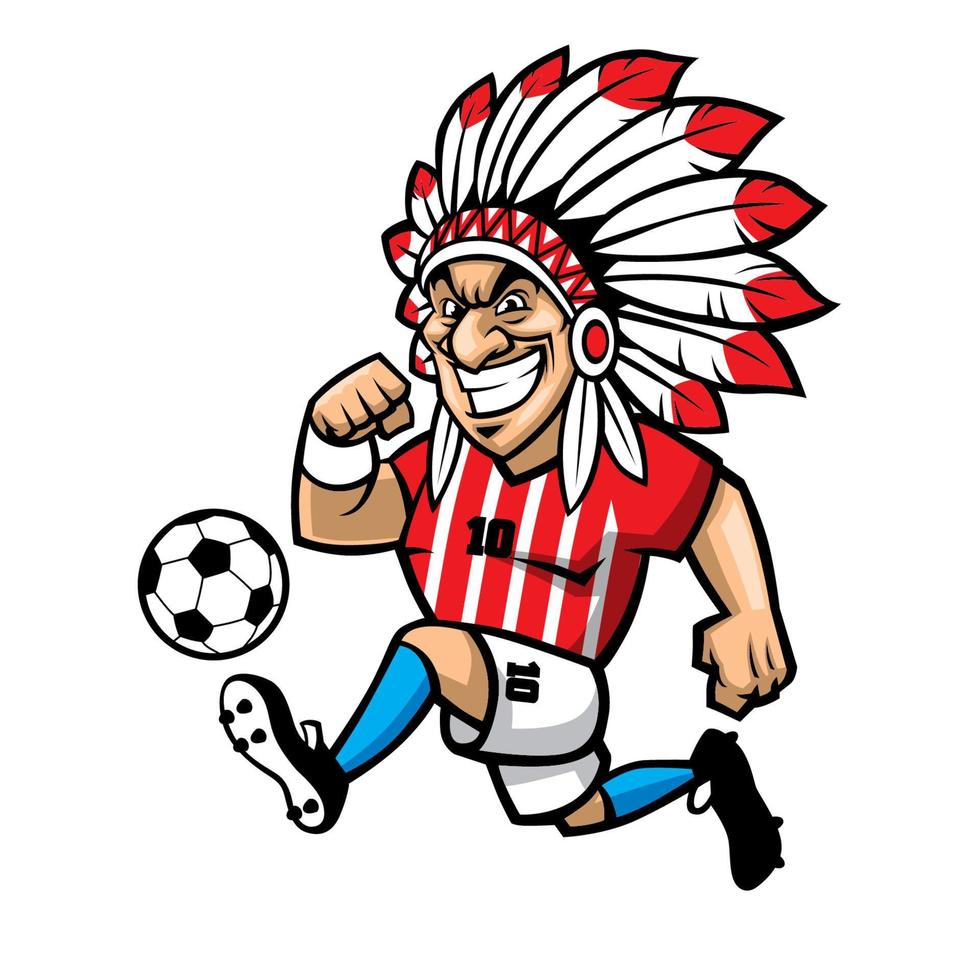 indian chief soccer mascot vector