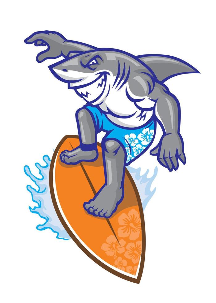 shark surfer in action vector