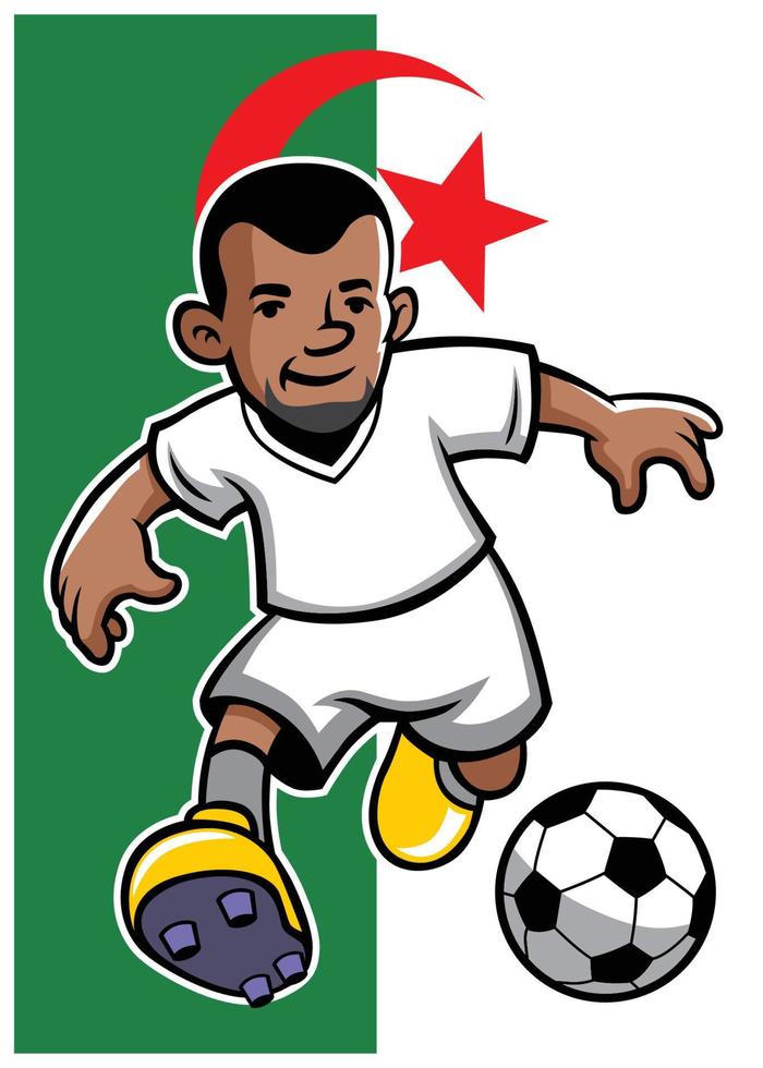 aljazair soccer player with flag background vector