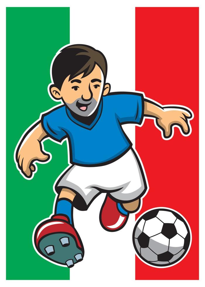 italia soccer player with flag background vector
