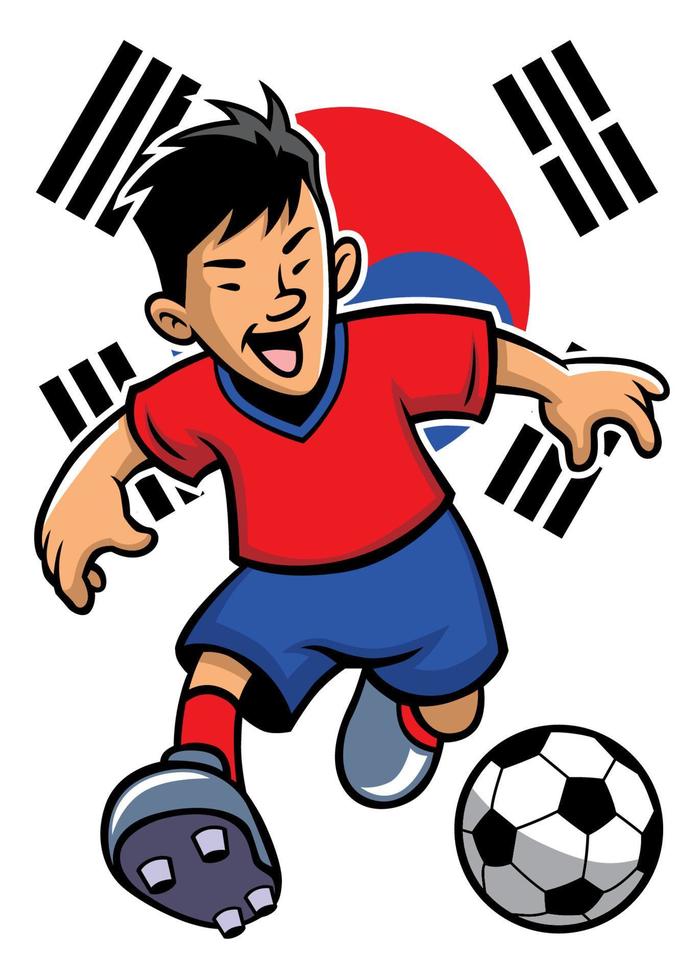 korean soccer player with flag background vector