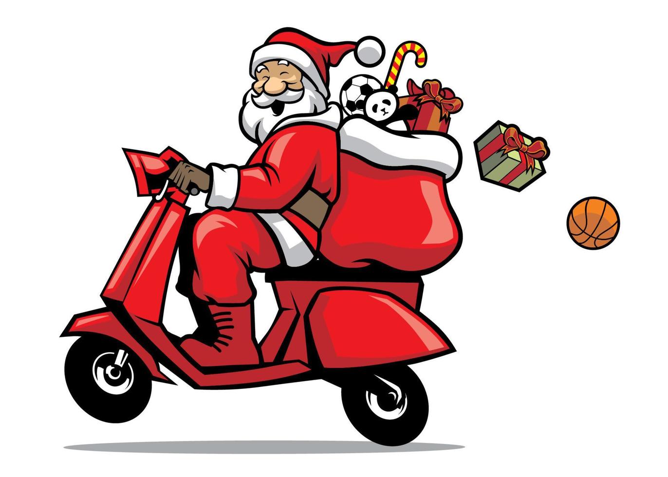 Papa Noel paseo un scooter vector