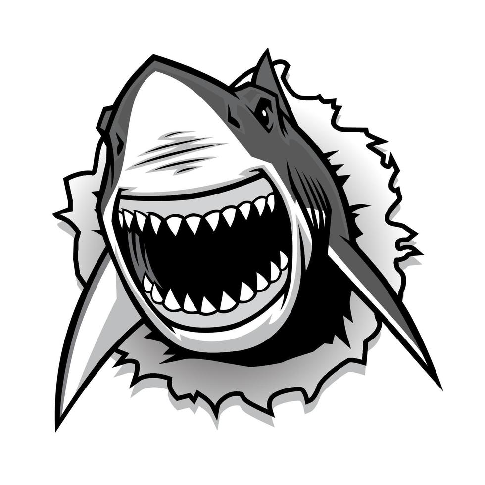 Great White Shark ripping with opened mouth vector
