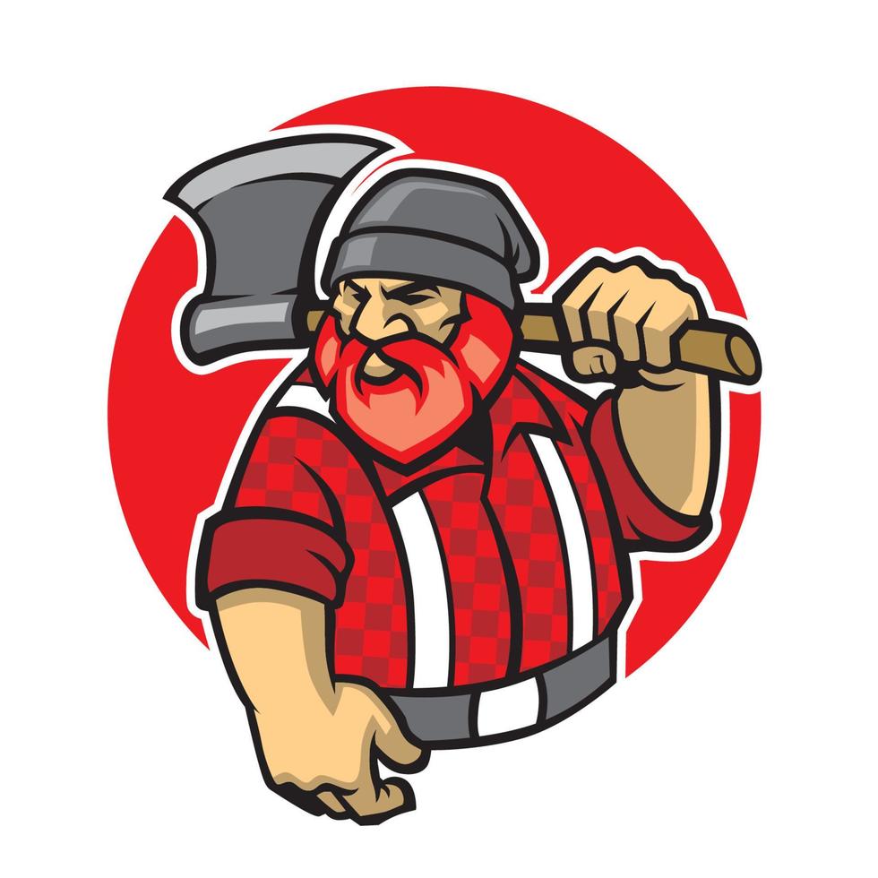 lumberjack mascot hold the axe vector