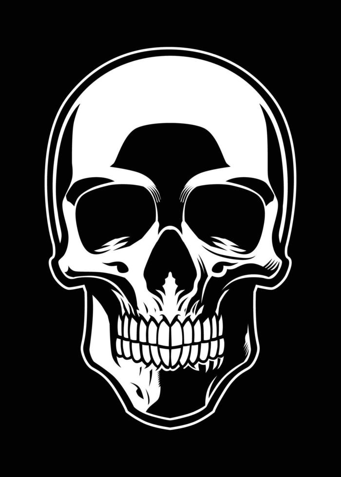 detailed skull in black and white style vector