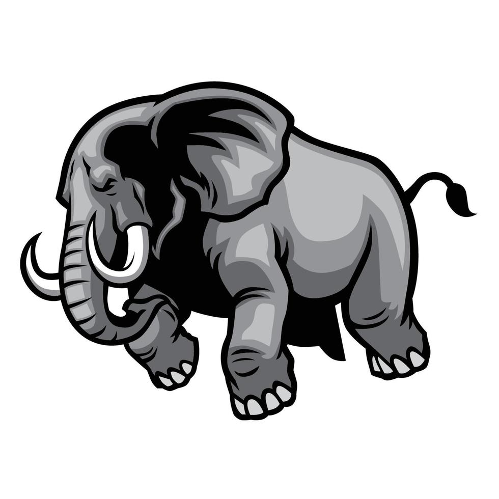 charging elephant mascot sport logo style vector