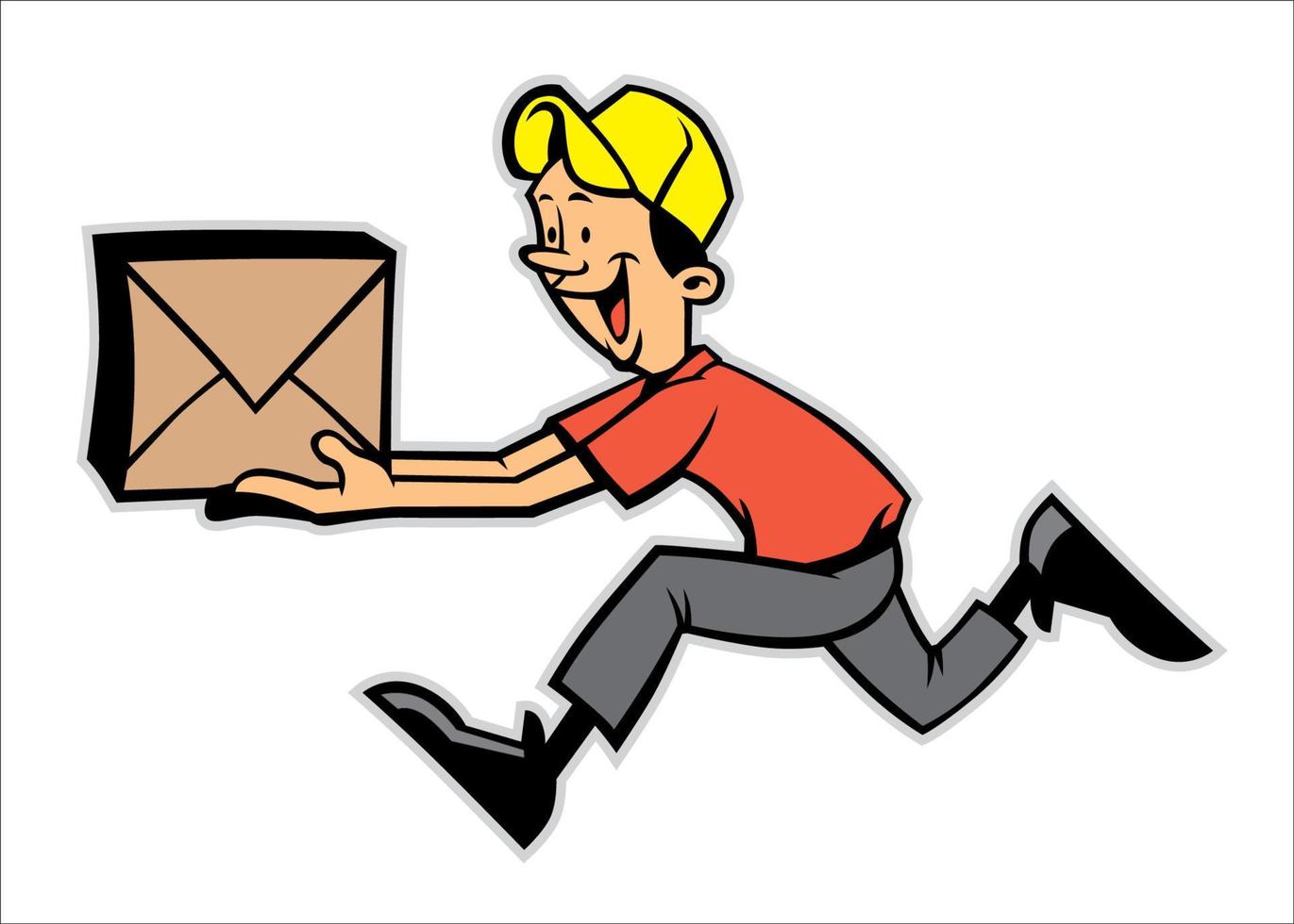 delivery man running hold the package vector