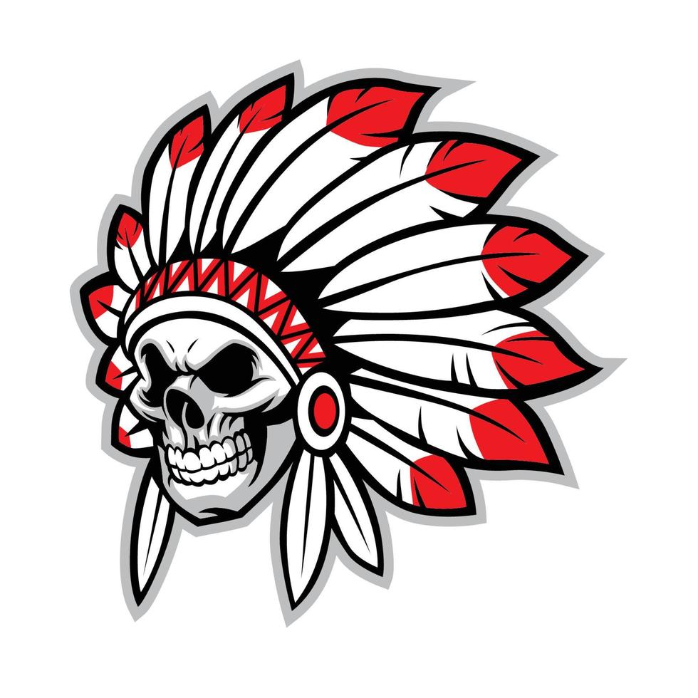 indian skull chief head sport logo style vector