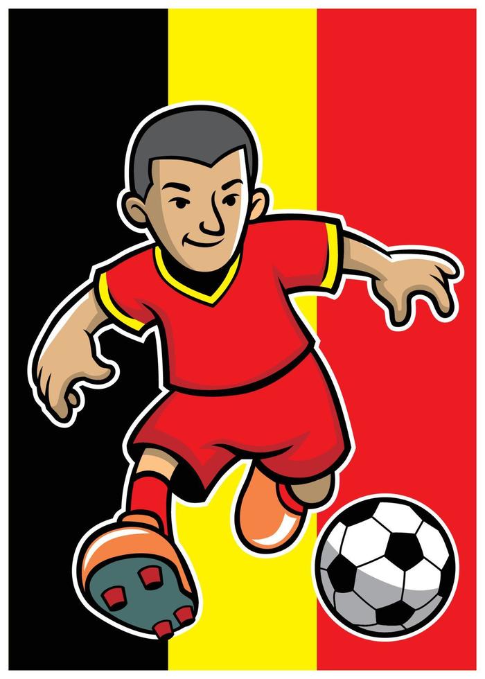 belgium soccer player with flag background vector