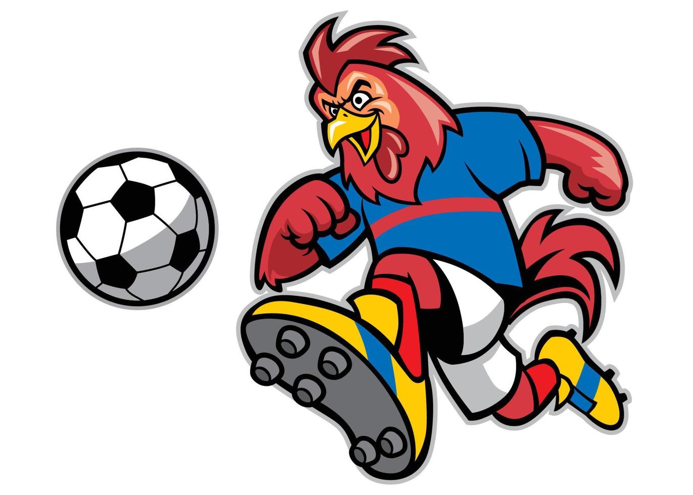 gallo fútbol mascota vector