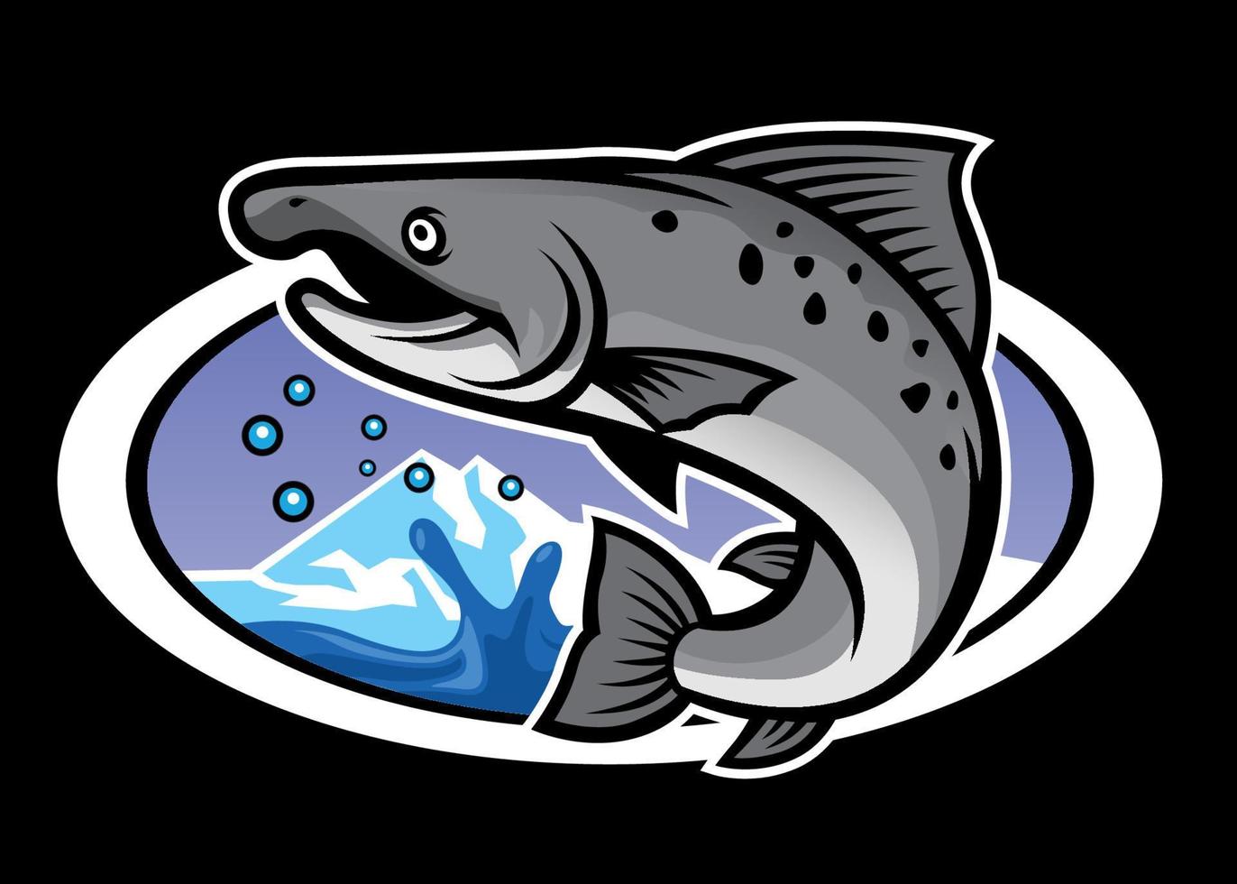 salmon mascot fishing logo style vector