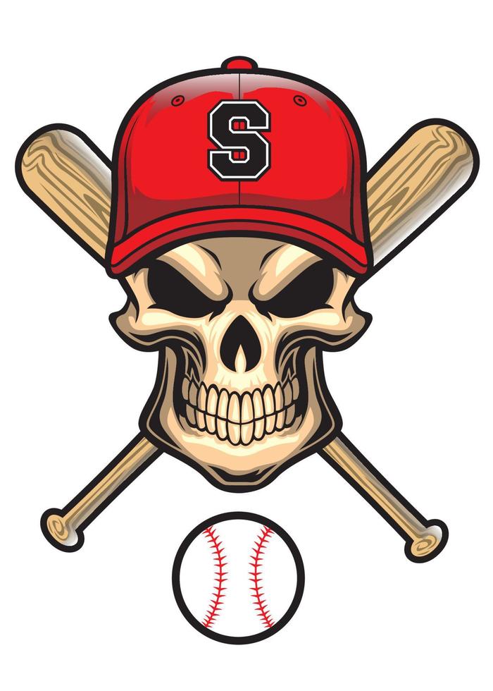 skull wear a baseball hat vector