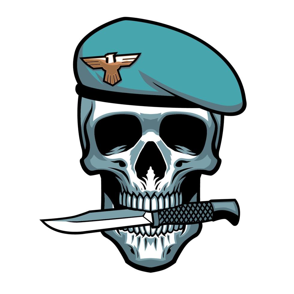 military skull bite a dagger vector