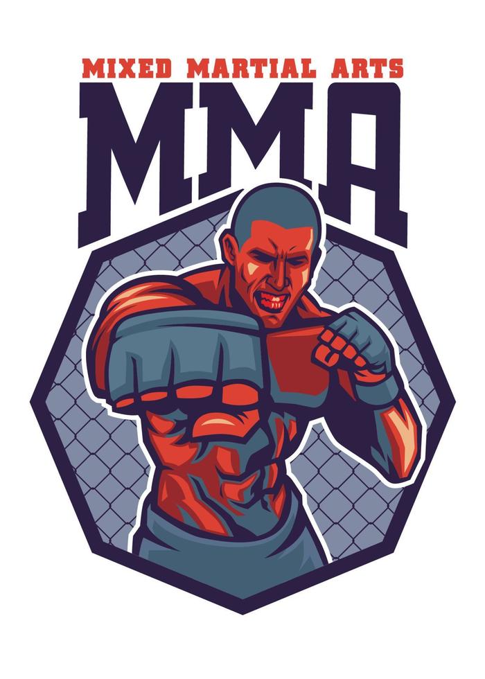 MMA fighter punch shirt design vector