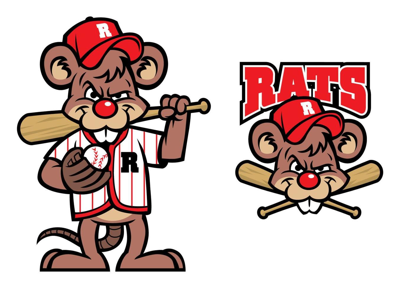 béisbol ratas mascota vector