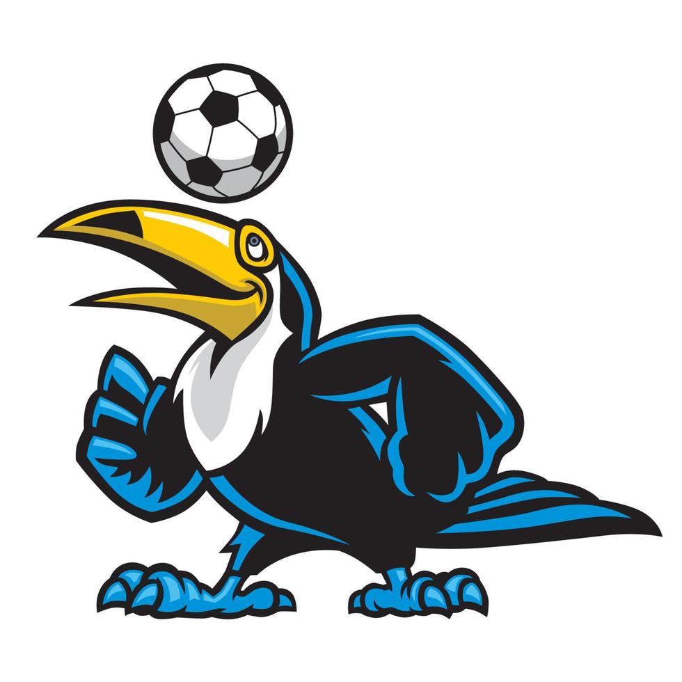 toucan bird play soccer vector