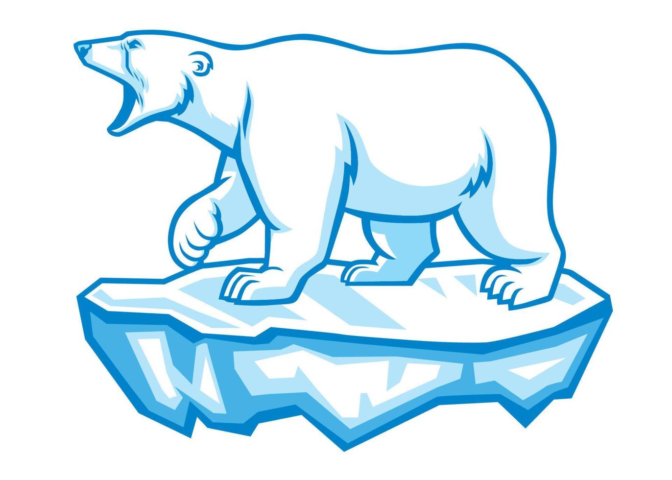 polar bear mascot stands on the ice vector