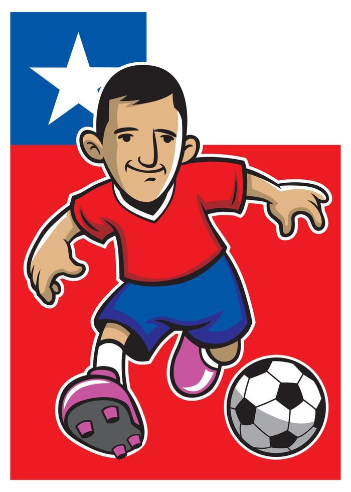 chile soccer player with flag background vector