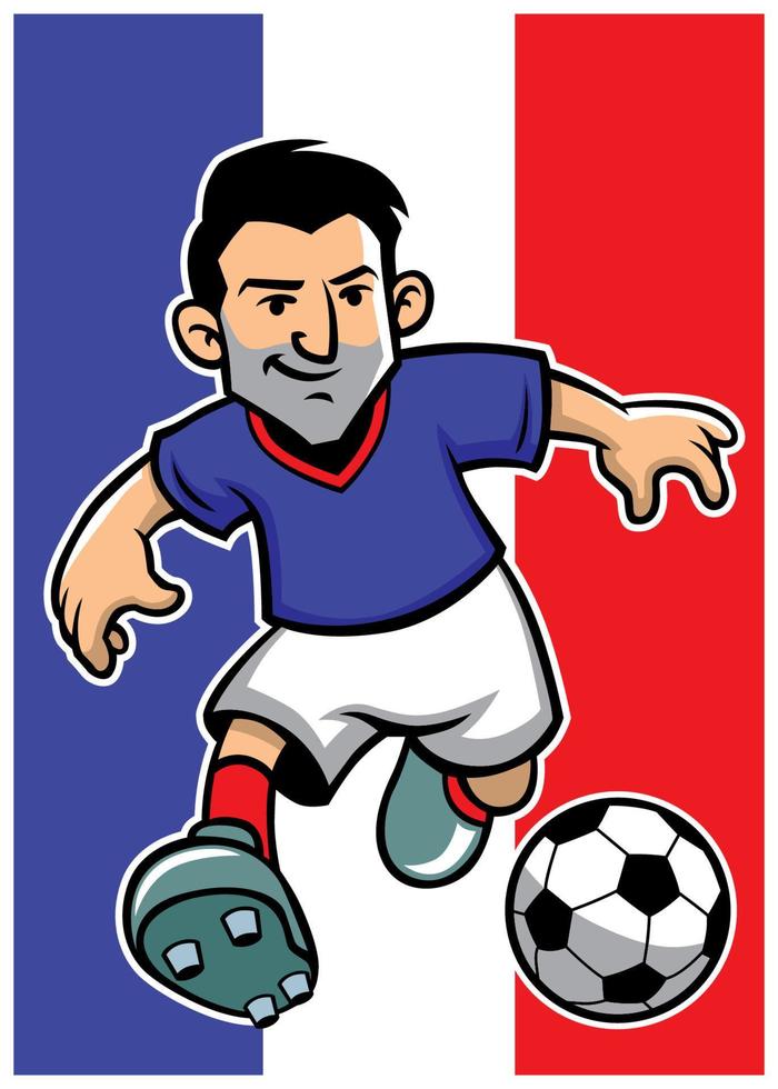 france soccer player with flag background vector