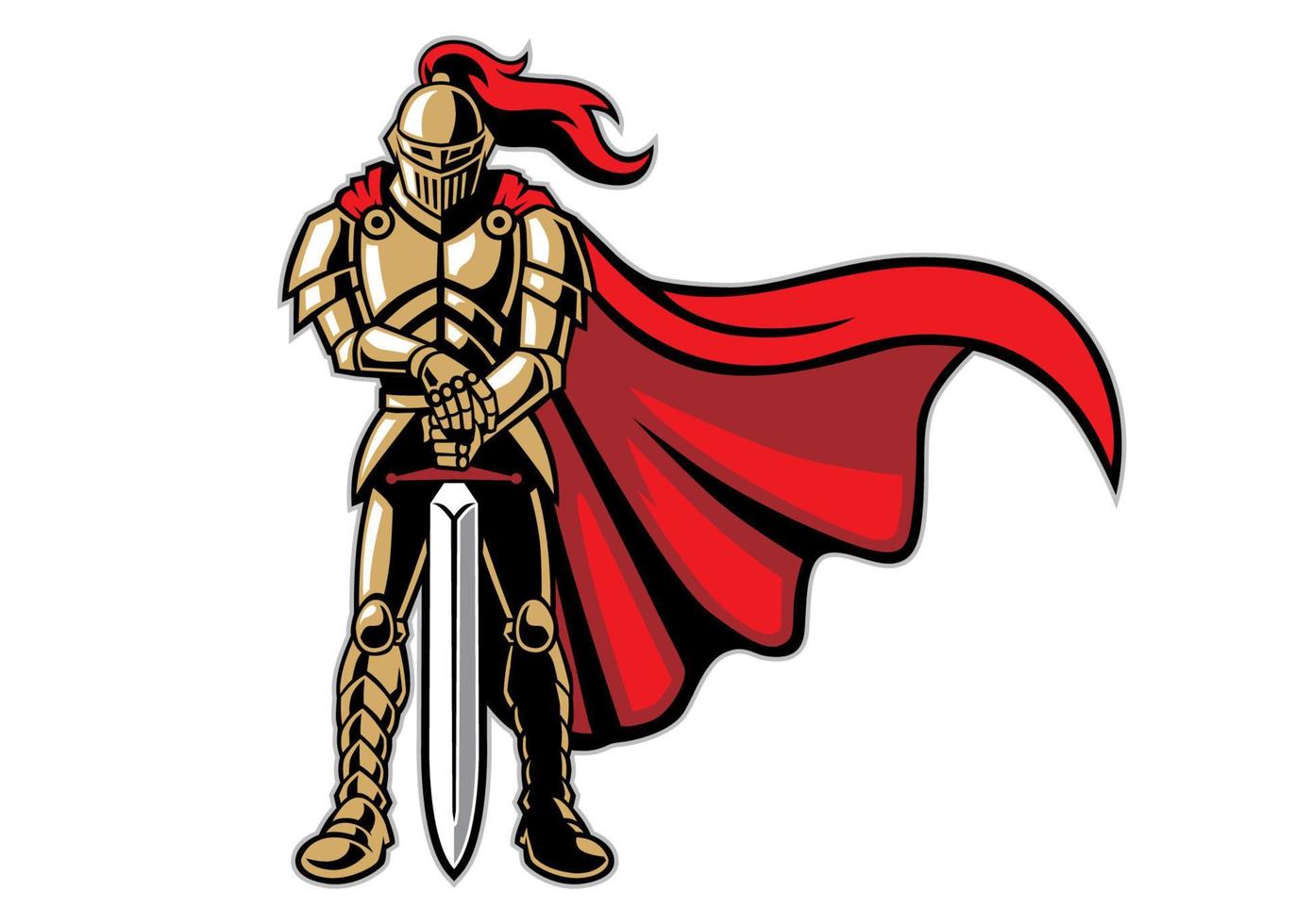 knight in armor and red cape vector