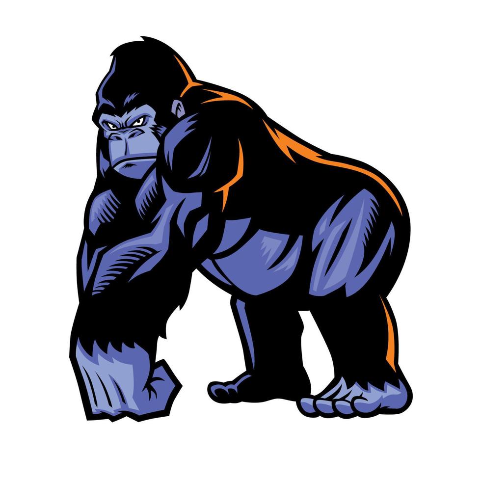 músculo gorila mascota deporte logo estilo vector